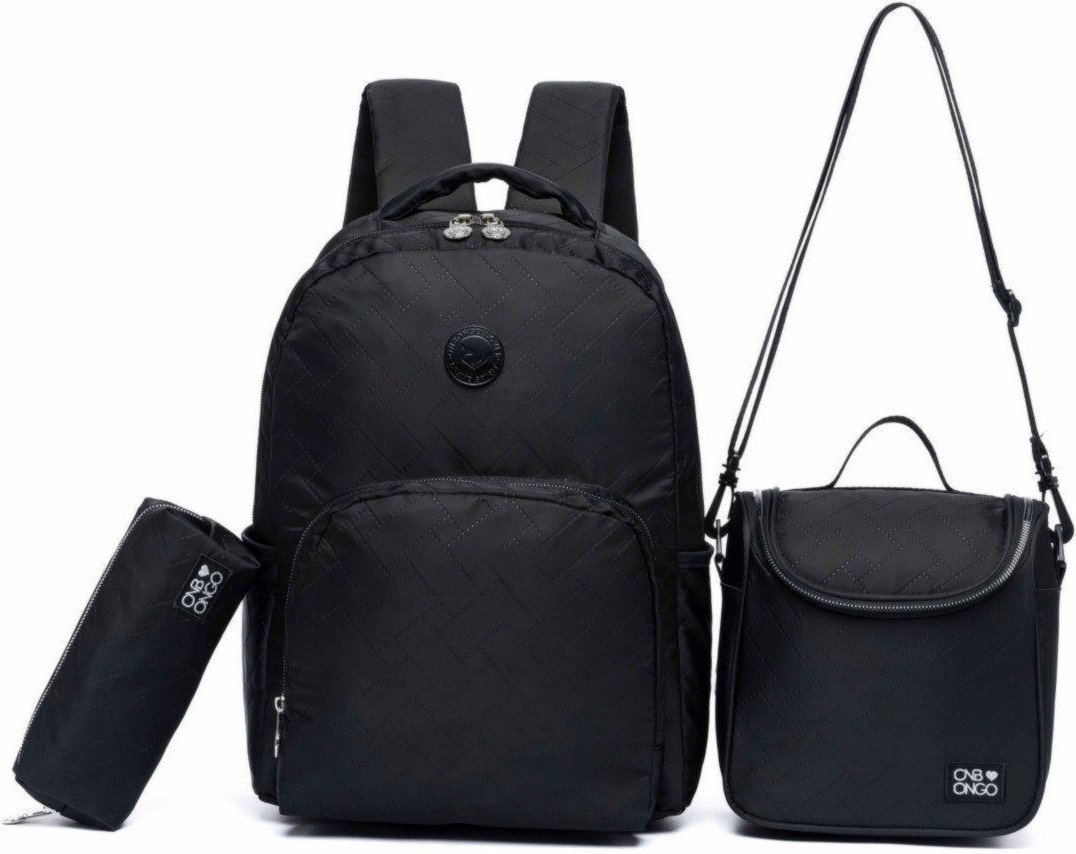 Imagem principal Infantil - Kit Mochila Juvenil Bolsa Escolar Lancheira Térmica Estojo Feminino Onbongo preto Onbongo preto