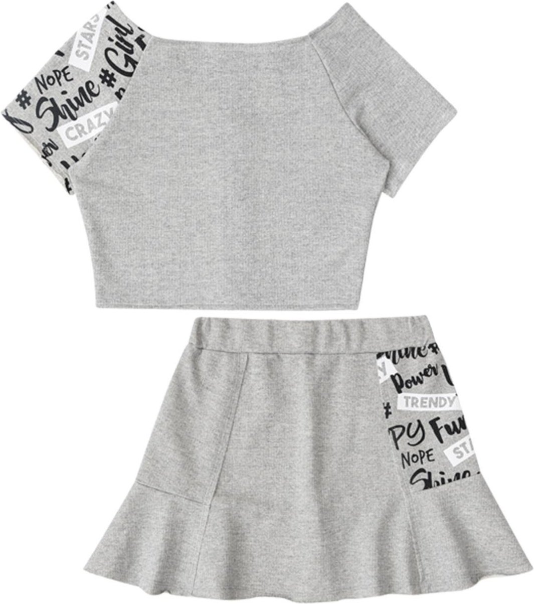 Imagem principal Infantil - Conjunto Cropped Saia Mescla Lilimoon cinza Lilimoon cinza