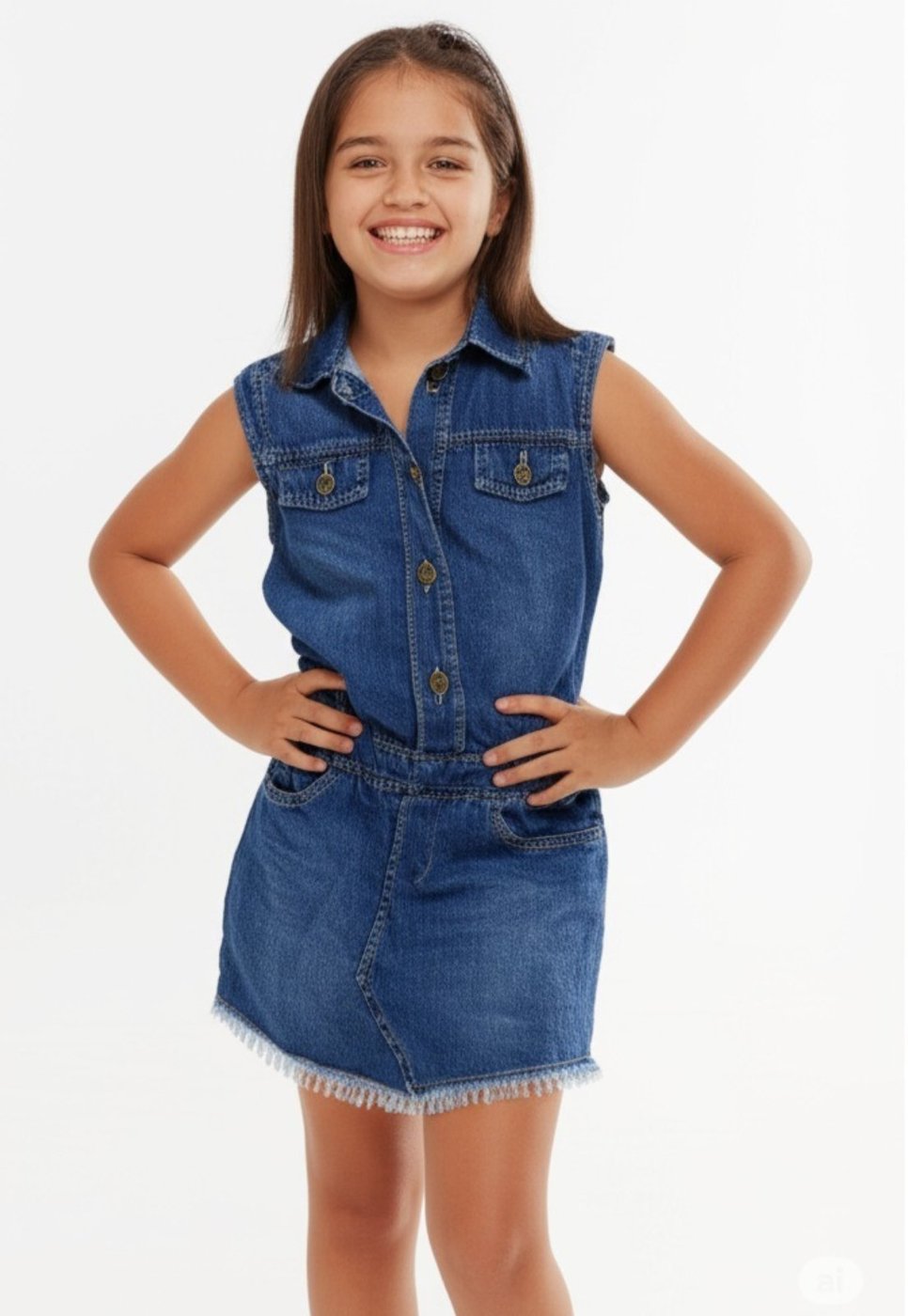 Infantil - Salopete Jeans Crawling Feminina