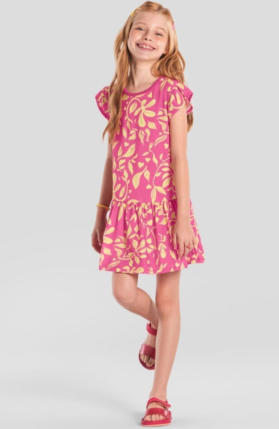 Imagem principal Infantil - Vestido menina de flores Brandili vermelho Brandili vermelho