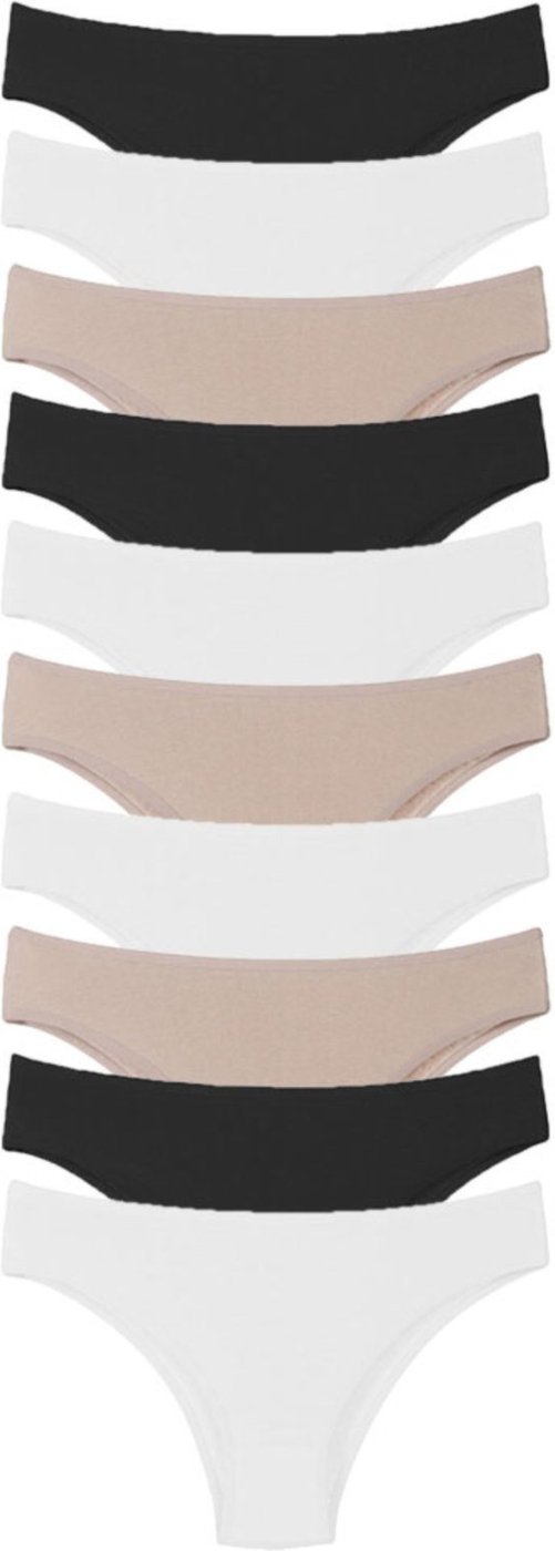 Kit 10 Calcinhas Tanga Cor Sortida Em Algodão Conforto A10 Colorido