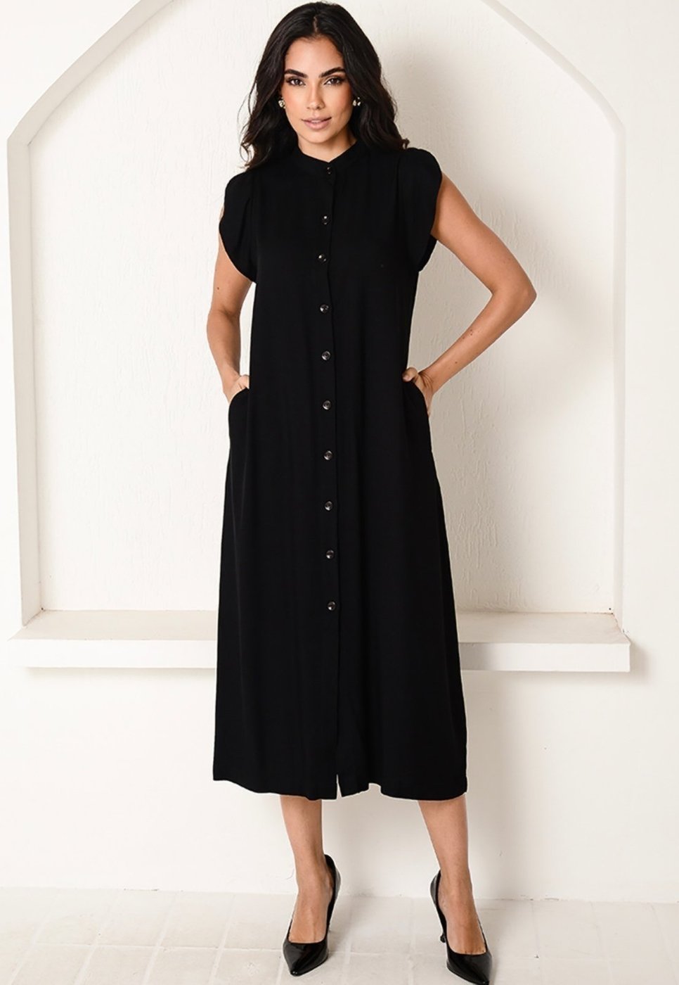 Vestido Chemise Midi Botões M/C B’Bonnie Sienna