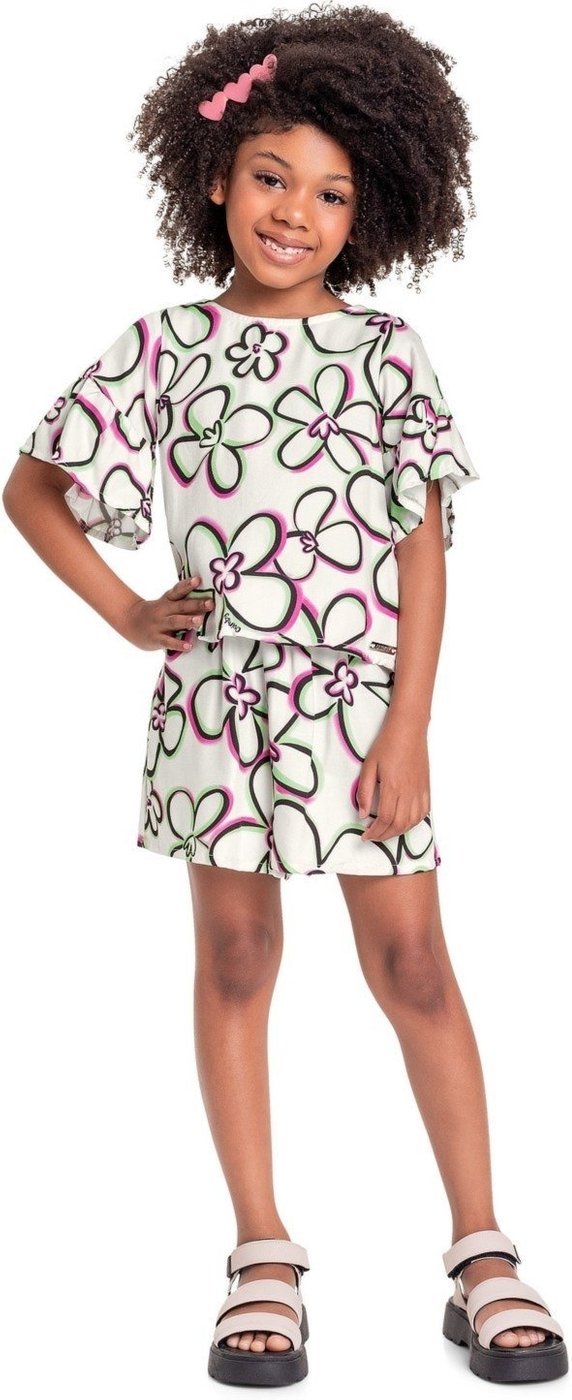 Imagem principal Infantil - Conjunto com Bata e Short em Viscose para Menina Quimby Off-White off-white white Quimby off-white white