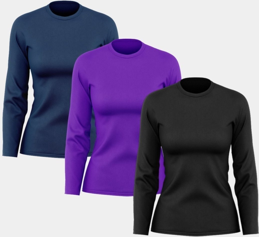 Imagem principal Kit 3 Camisetas Feminina Manga Longa Dry Fit Básica Lisa Proteção Solar UV Térmica Blusa Academia Esporte Praia ADRIBEN multicolorido ADRIBEN multicolorido