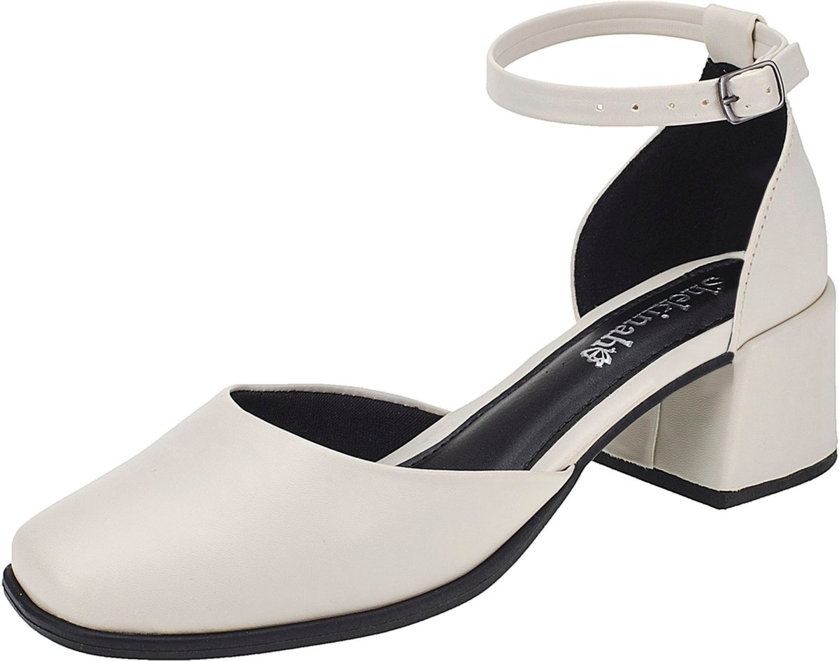 Imagem principal Scarpin Feminino Bico Quadrado Boneca Mary Jane Shekinah Moda Saia e Blusa Moda Off White off-white white Shekinah off-white white