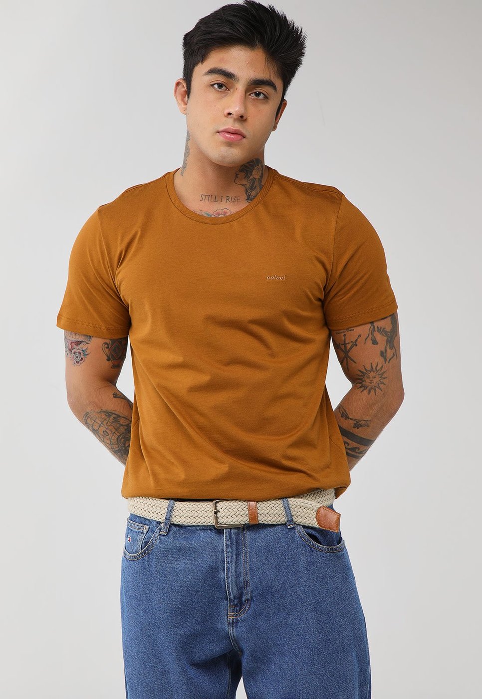 Imagem principal Camiseta Masculina Colcci Logo Bordado Mostarda caramelo Colcci caramelo