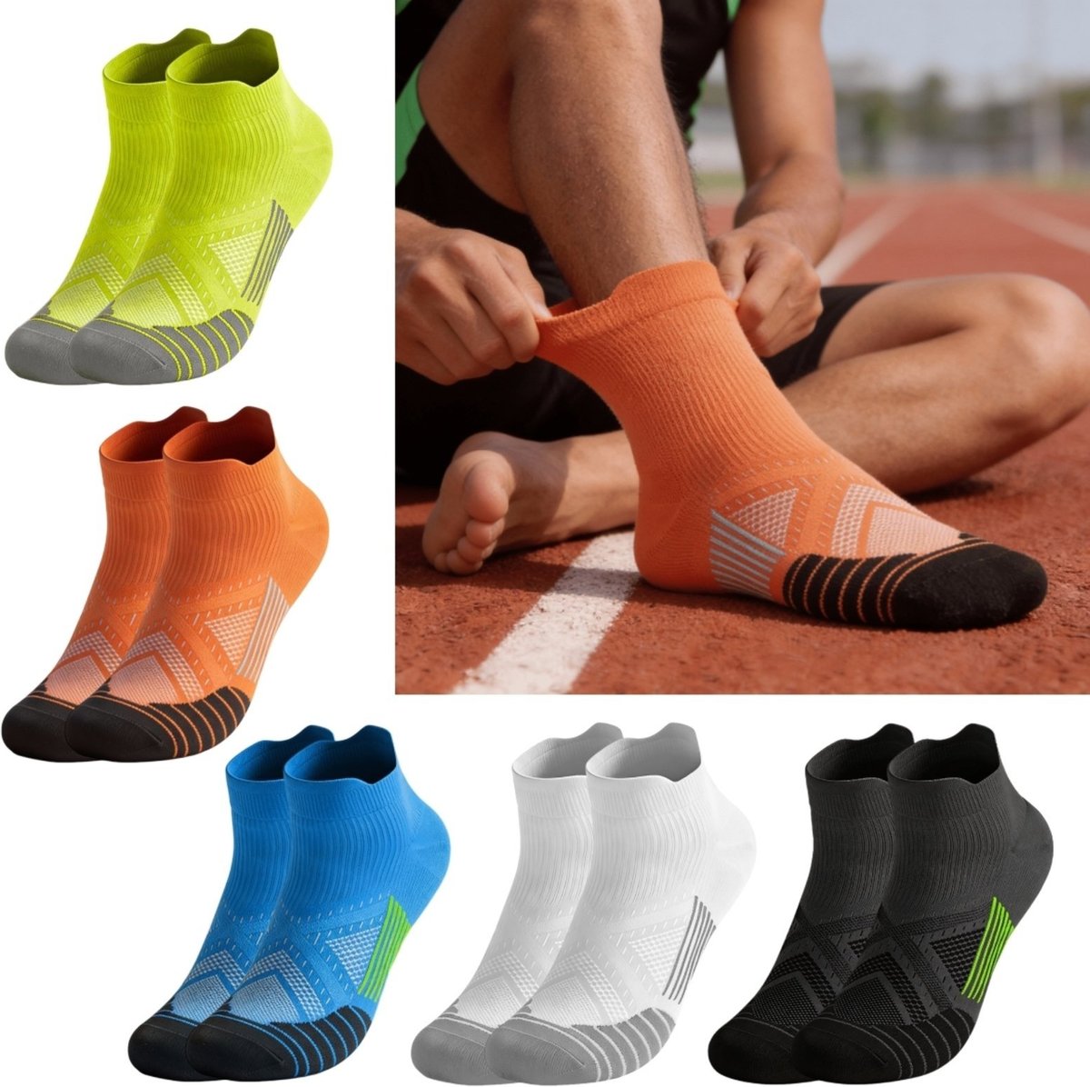 Kit 3 Meias AF Esportiva de Corrida Poliamida Compressão Anti-Fricção Cano Curto Sortido