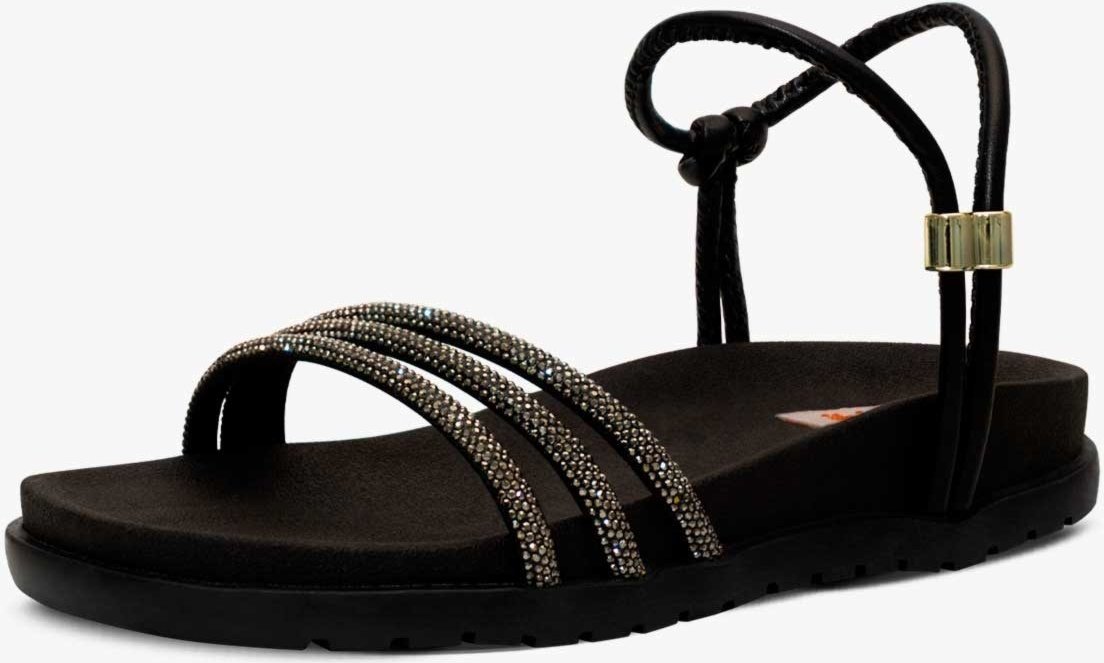 Imagem principal Infantil - Sandália Papete Feminina Pópidi Flat Brilho Strass preto Pópidí preto