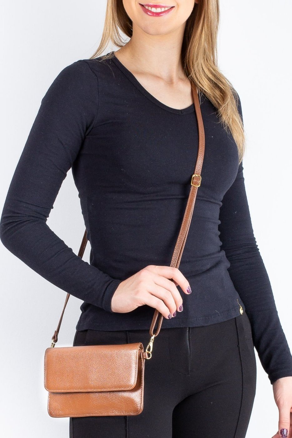 Imagem principal Clutch mini bolsa de couro liso Nicole - Whisky Andrea Vinci vermelho Andrea Vinci vermelho