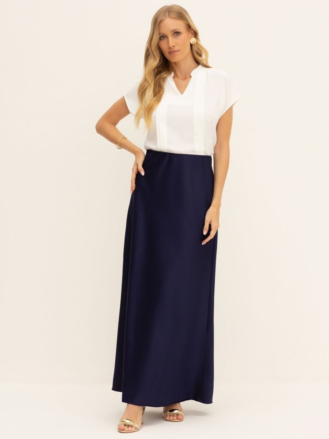 Saia de Alfaiataria Longa Marinho Meire