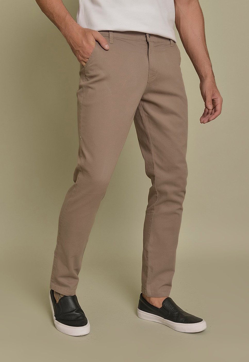 Imagem principal Calça Sport Fino Sarja Lemier Collection com Bolso-Faca Color Caqui Masculino cáqui/marrom caqui cáqui/marrom caqui