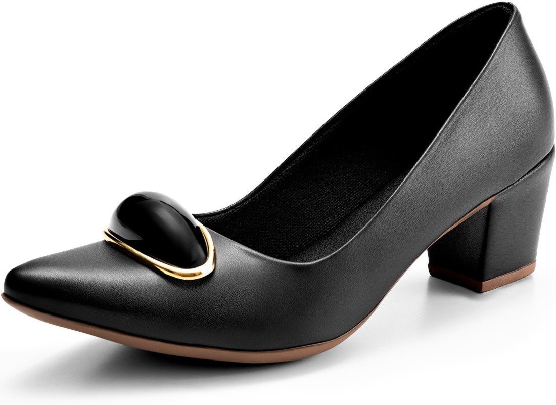 Scarpin Feminino Lumiss Salto Baixo Confortável Enfeite