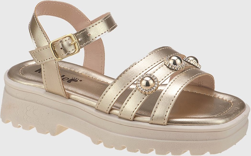 Infantil - Sandália Menina Plataforma Tratorada Metalizada Ouro tep