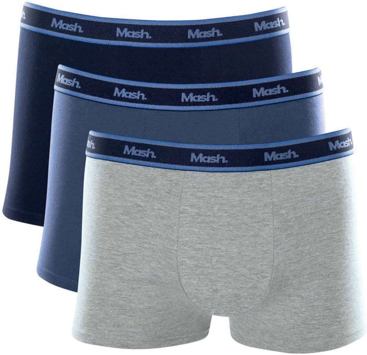 Imagem principal Kit Cueca Boxer Mash 3 Peças Elástico Masculina Algodão azul MASH azul