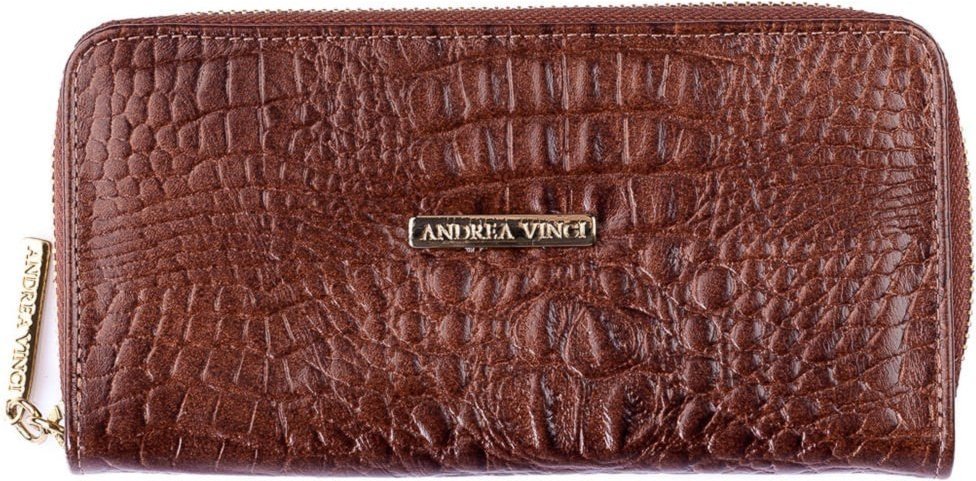 Imagem principal Carteira feminina de couro croco Bonny 10x19cm - Whisky Andrea Vinci vermelho Andrea Vinci vermelho