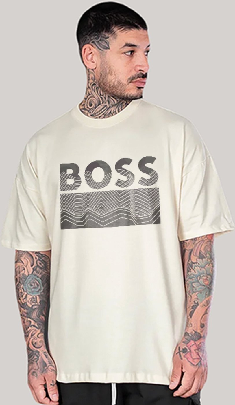 Imagem principal Camiseta Oversized Boss Estética Moderna Casual Luxo Off White ousy off-white white ousy off-white white