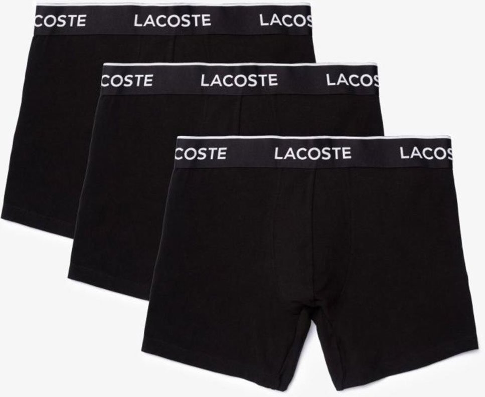 Imagem principal Pack de três boxers masculina Lacostes em algodão com cós assinado preto Lacoste preto