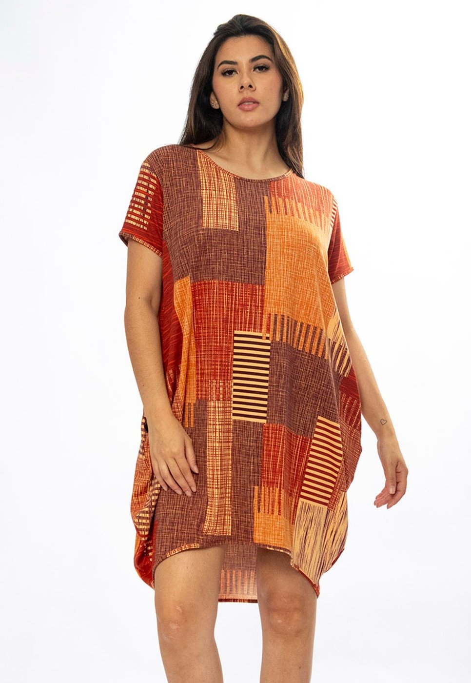 Vestido Curto Amazônia Vital Malha Amplo Always Estampa Tramas do Sol