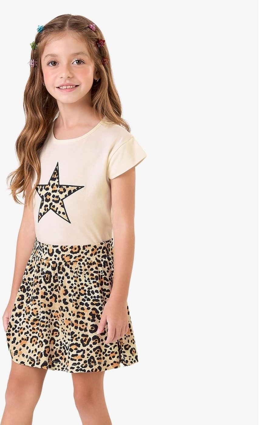 Infantil - Conjunto Blusa com Saia em Meia Malha Rovi