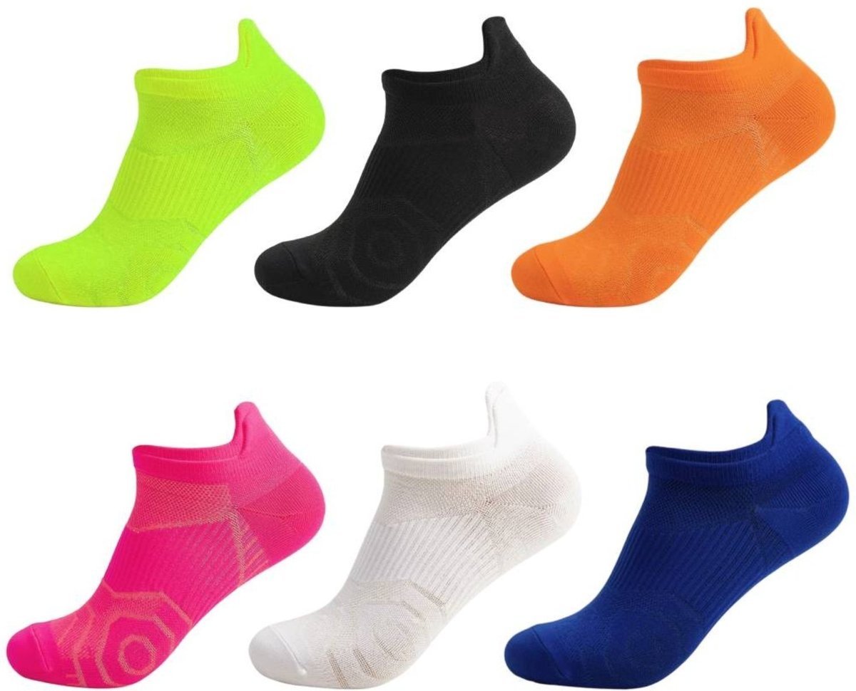 Kit 6 Meias Neon Cano Invisível Esportiva Respirável Corrida Profissional Academia Caminhada Fitness