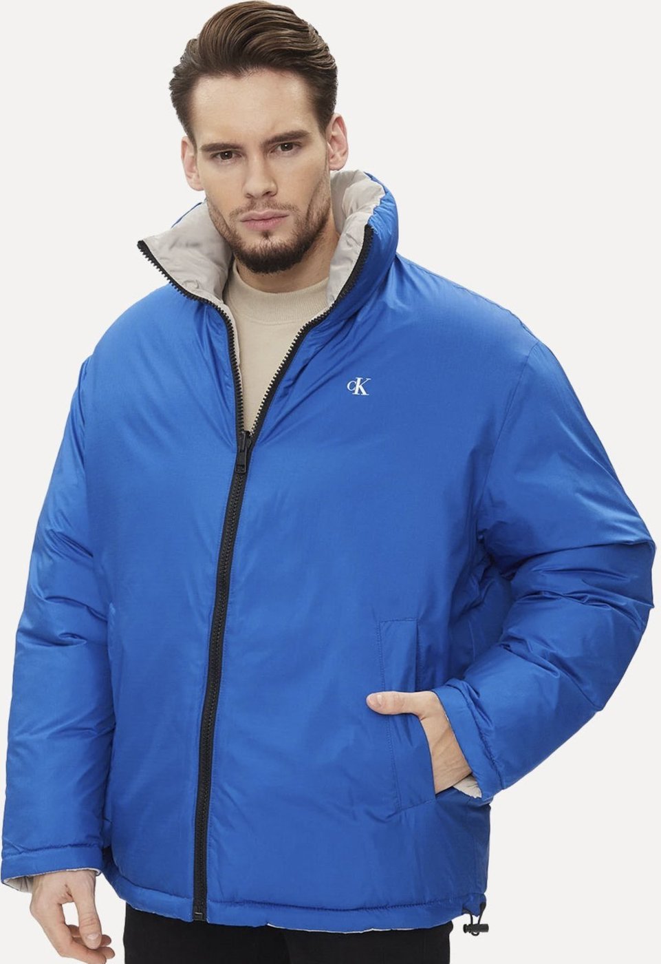 Imagem principal Jaqueta Calvin Klein Jeans Dupla Face Puffer Reversible 90 Cinza/ Azul Royal cinza azul Calvin Klein cinza azul