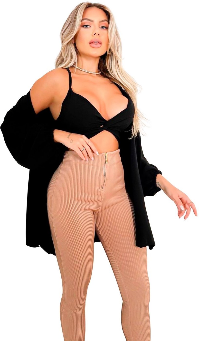 Imagem principal Calça Canelado YWC ind Premium 3D Cós Alto Detalhe Zíper nude YWC ind nude