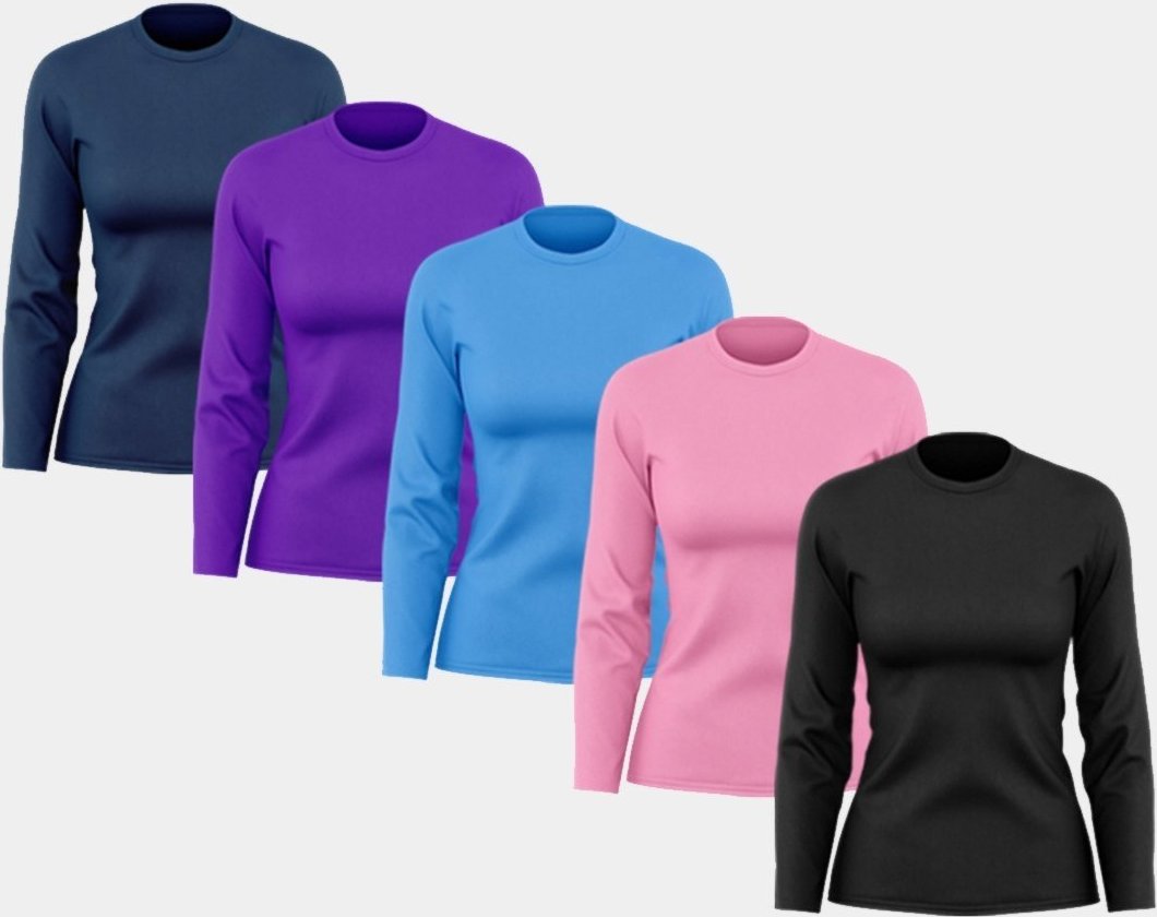 Imagem principal Kit 5 Camisetas Feminina Manga Longa Dry Fit Básica Lisa Proteção Solar UV Térmica Blusa Academia Esporte Praia Colorido ADRIBEN multicolorido ADRIBEN multicolorido