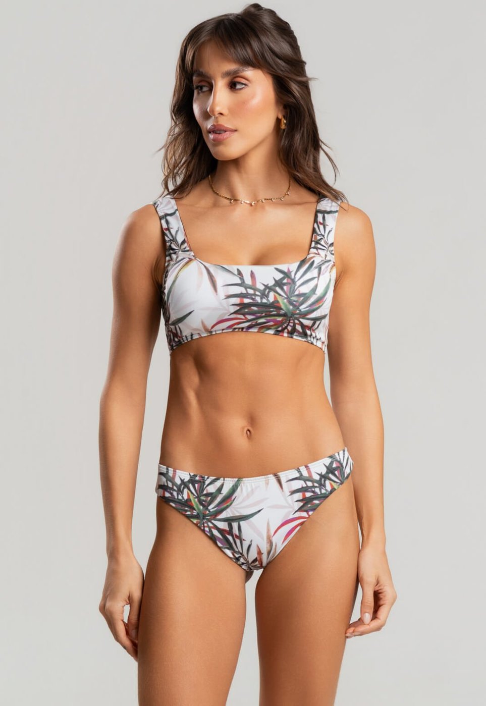 Imagem principal Biquini Regata Calcinha Comum Proteção Uv 50+ Vicbela branco/estampado Vicbela branco/estampado