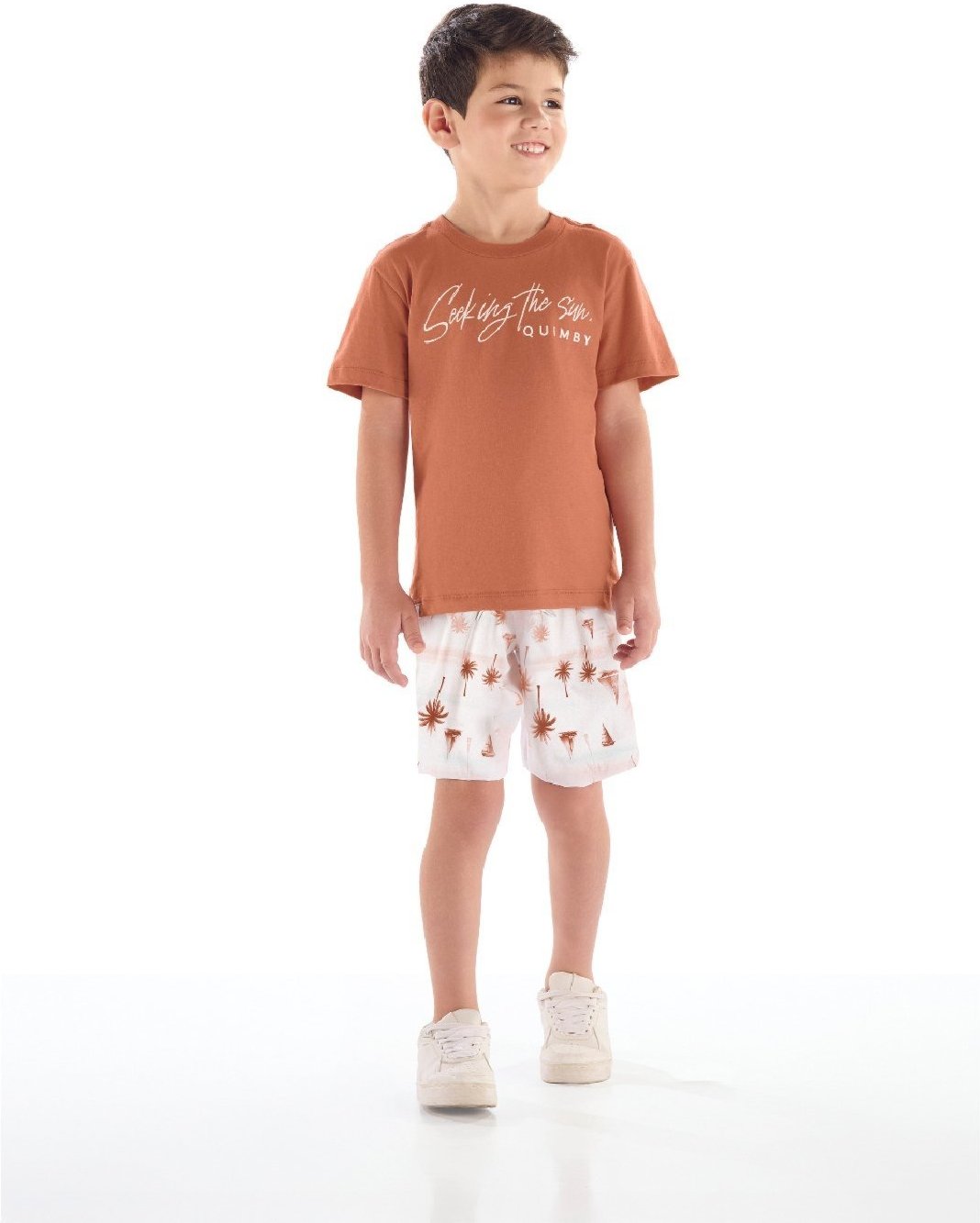 Imagem principal Infantil - Conjunto Camiseta Bermuda Tropical Quimby cinza Quimby cinza