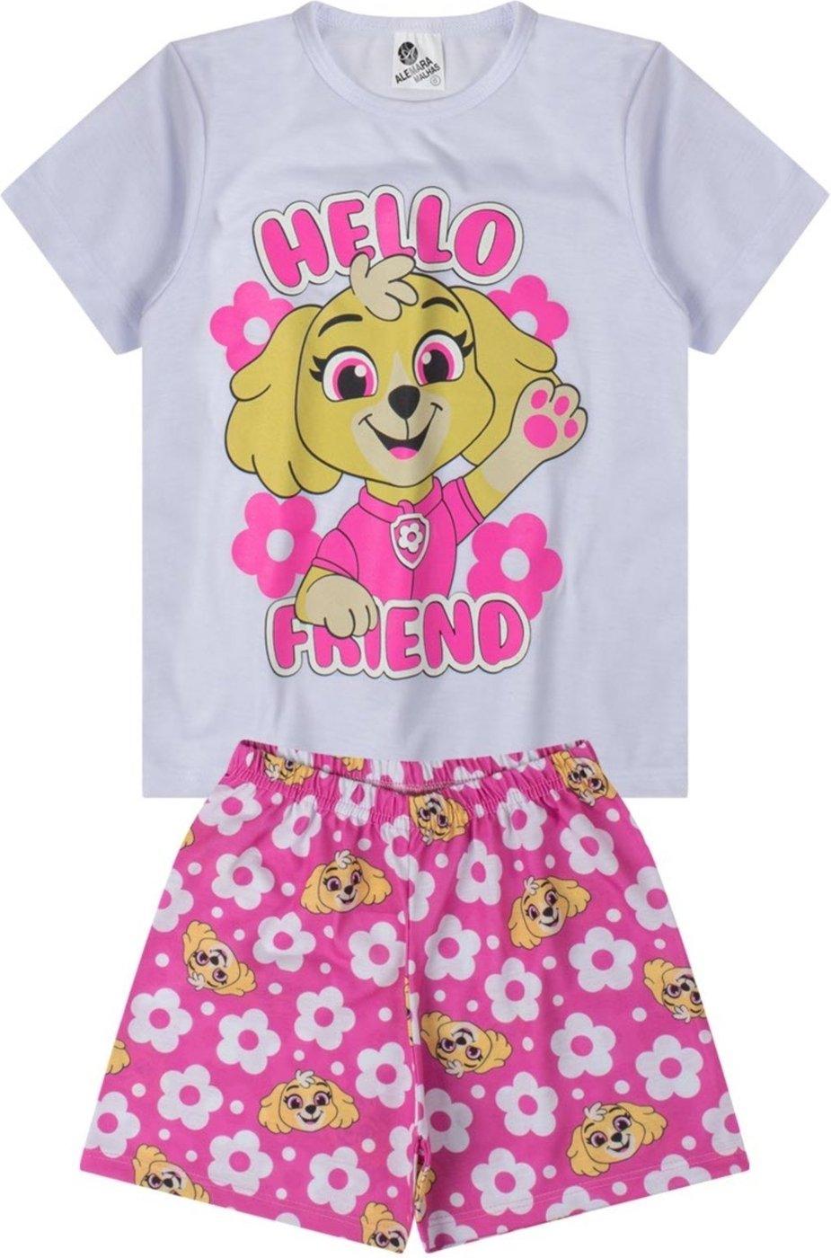 Pijama Menina Curto Hello Friend