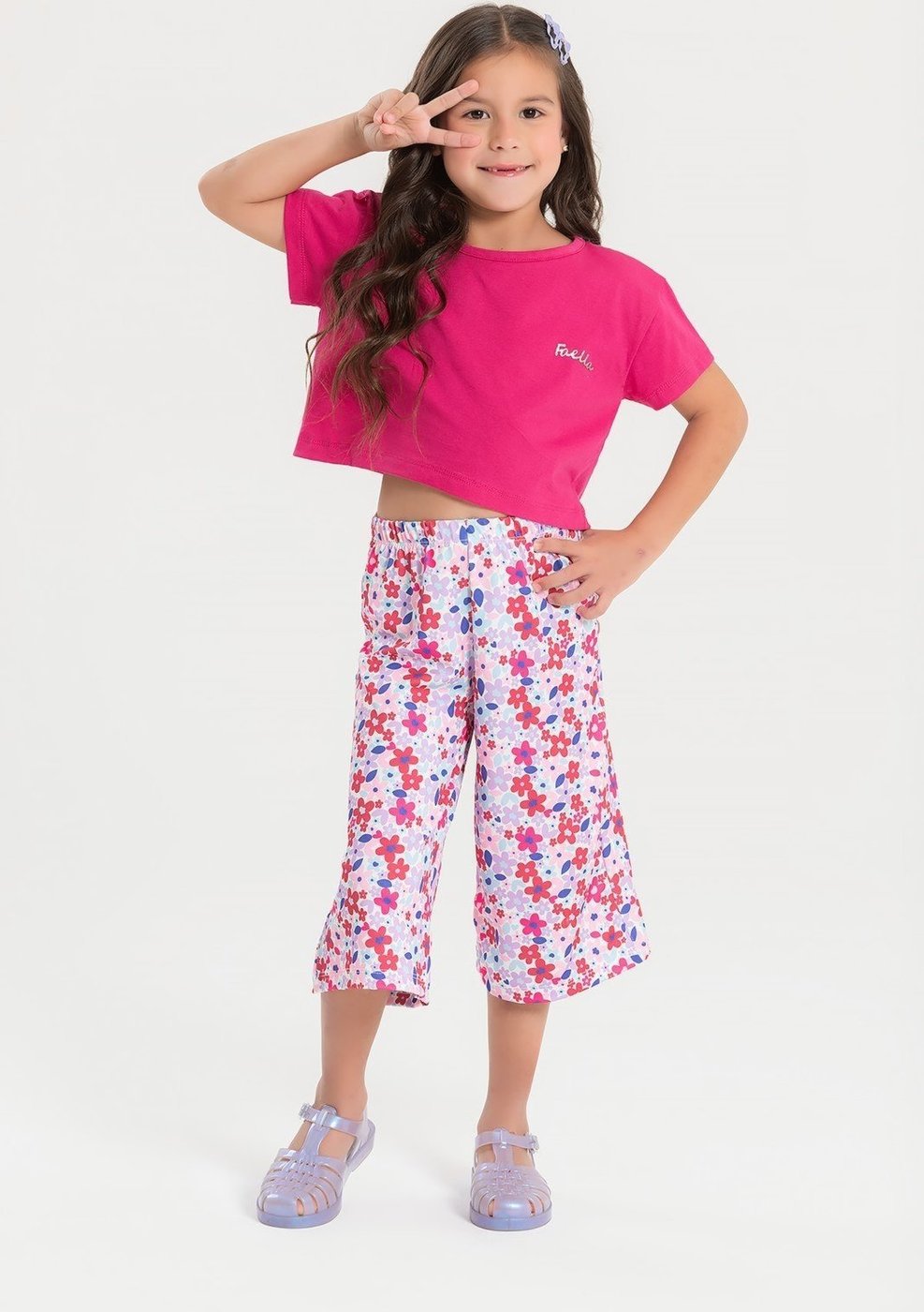 Imagem principal Infantil - Conjunto Verão Feminino Pantalona Faella Florido - Pink Mega Kids unico pink Mega Kids unico pink
