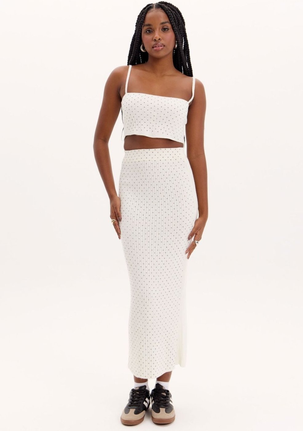 Saia Midi Tricot com Brilhos