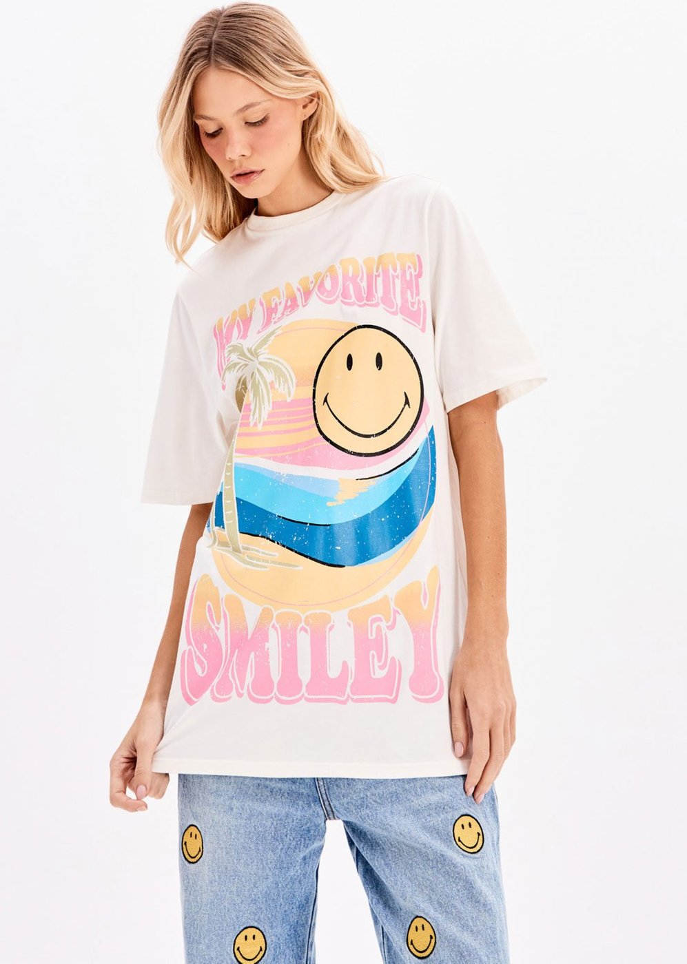 Camiseta My Favorite Oversized Alongada Branca