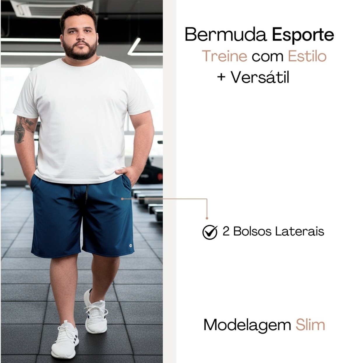 Imagem principal Bermuda Masculina KS Plus Size Tactel Premuim com Elastano Short Esporte Treino azul/azul marinho KS azul/azul marinho