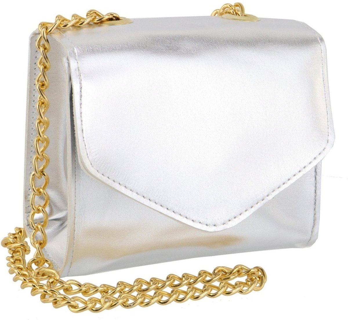 Bolsa Feminina Pequena Lavini Metalizada de Alça Corrente