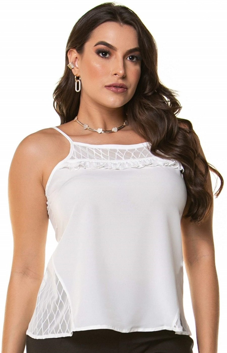 Imagem principal BLUSA ALCINHA COM BABADINHO NO DECOTE Off White Art Livre off-white white Art Livre off-white white