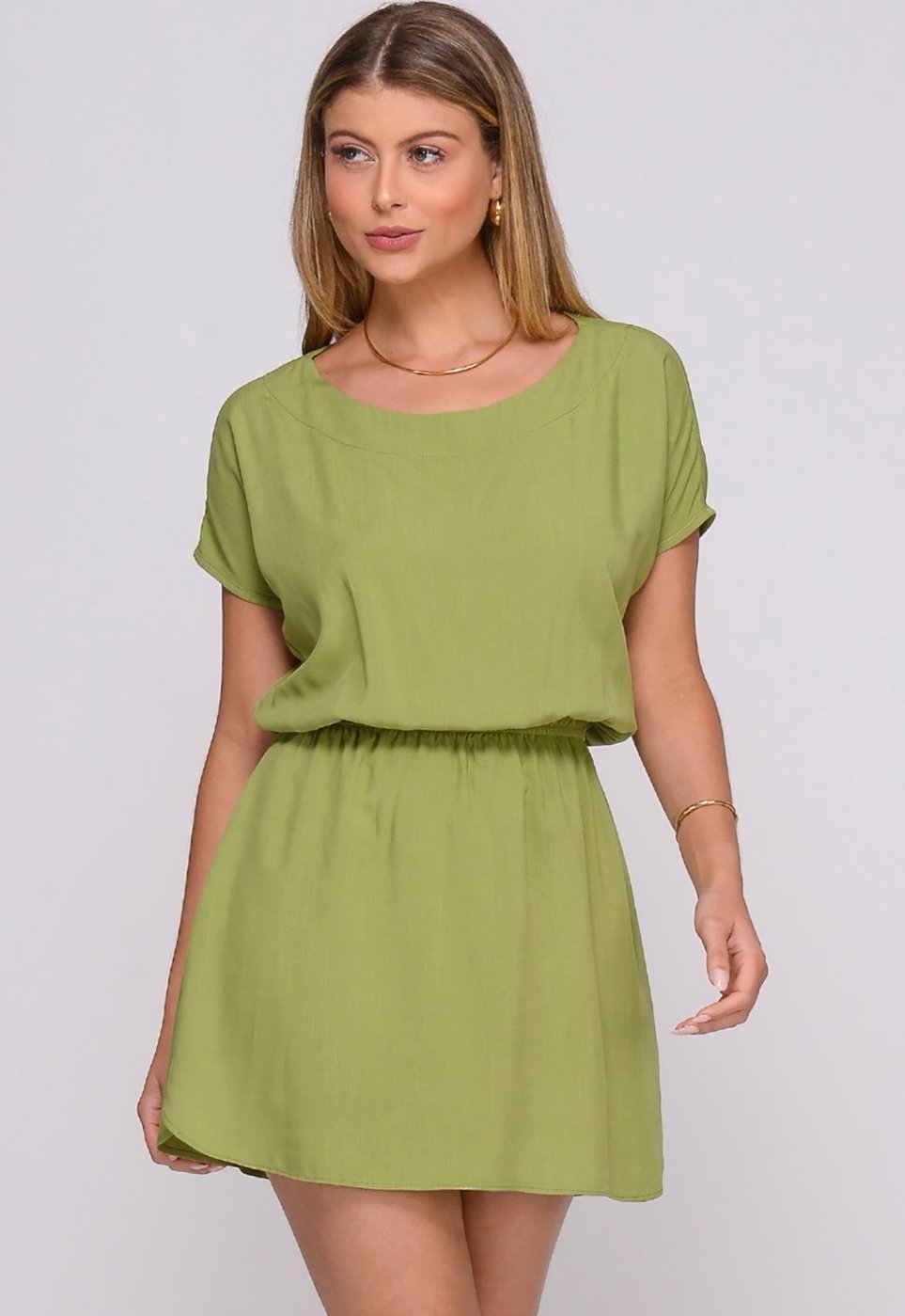 Imagem principal Vestido Curto M/C Elástico na Cintura Stela Pistache BBonnie verde BBonnie verde