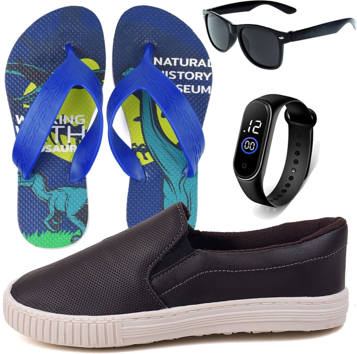 Imagem principal Infantil - Tênis Masculino Casual Sapatilha + Chinelo + Óculos e Relógio CALCADOS LGHT LIGHT preto CALCADOS LGHT LIGHT preto