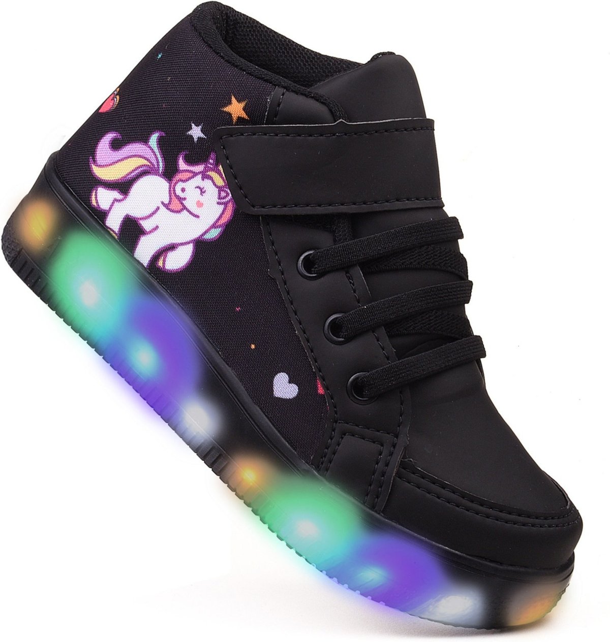 Infantil - Tenis De Led Botinha Unicornio Meninas