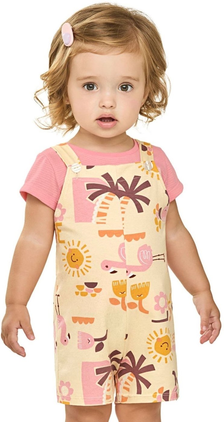 Imagem principal Infantil - Conjunto Menina Tropical Com Jardineira Elian rosa Elian rosa