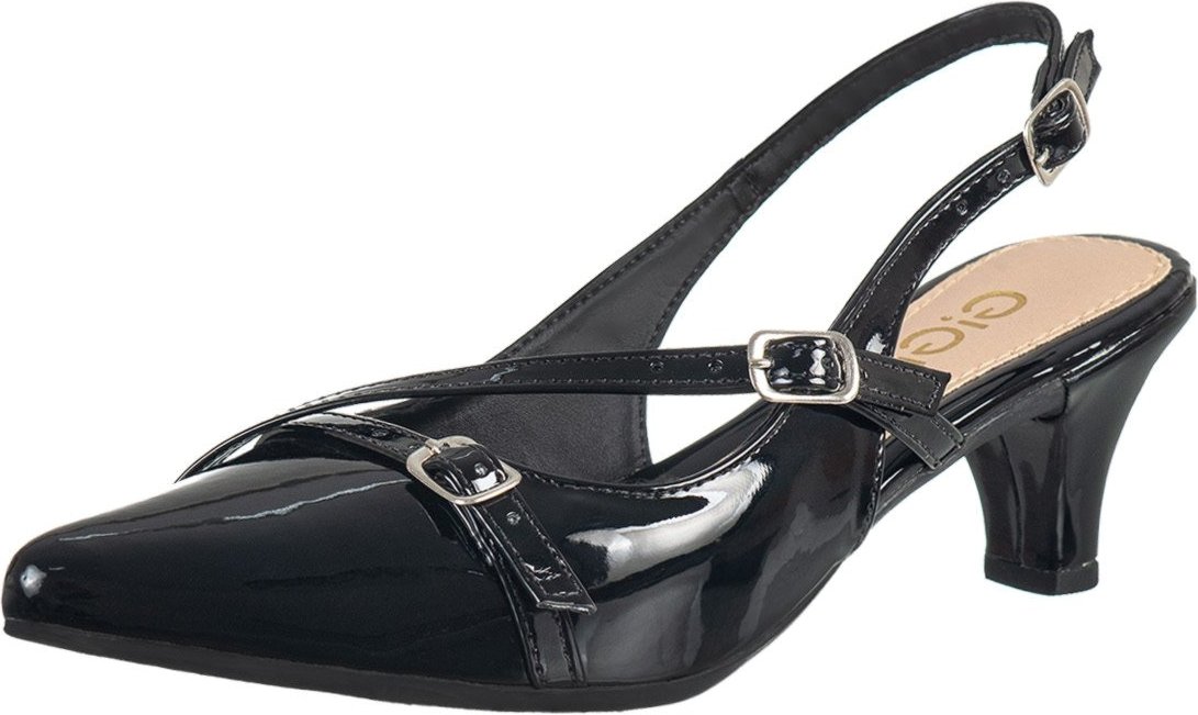 Imagem principal Sapato Feminino Scarpin Social Slingback Bico Fino Salto Fino Baixo Gigil preto Gigil preto