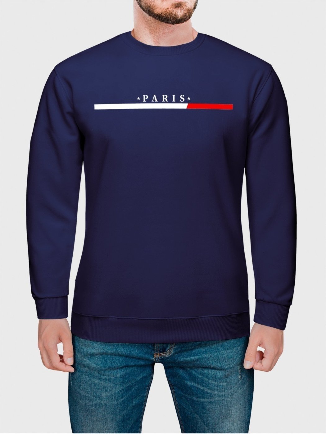 Imagem principal Moletom Gola Redonda Masculino Flanelado Estampa Paris Benellys azul marinho Benellys azul marinho