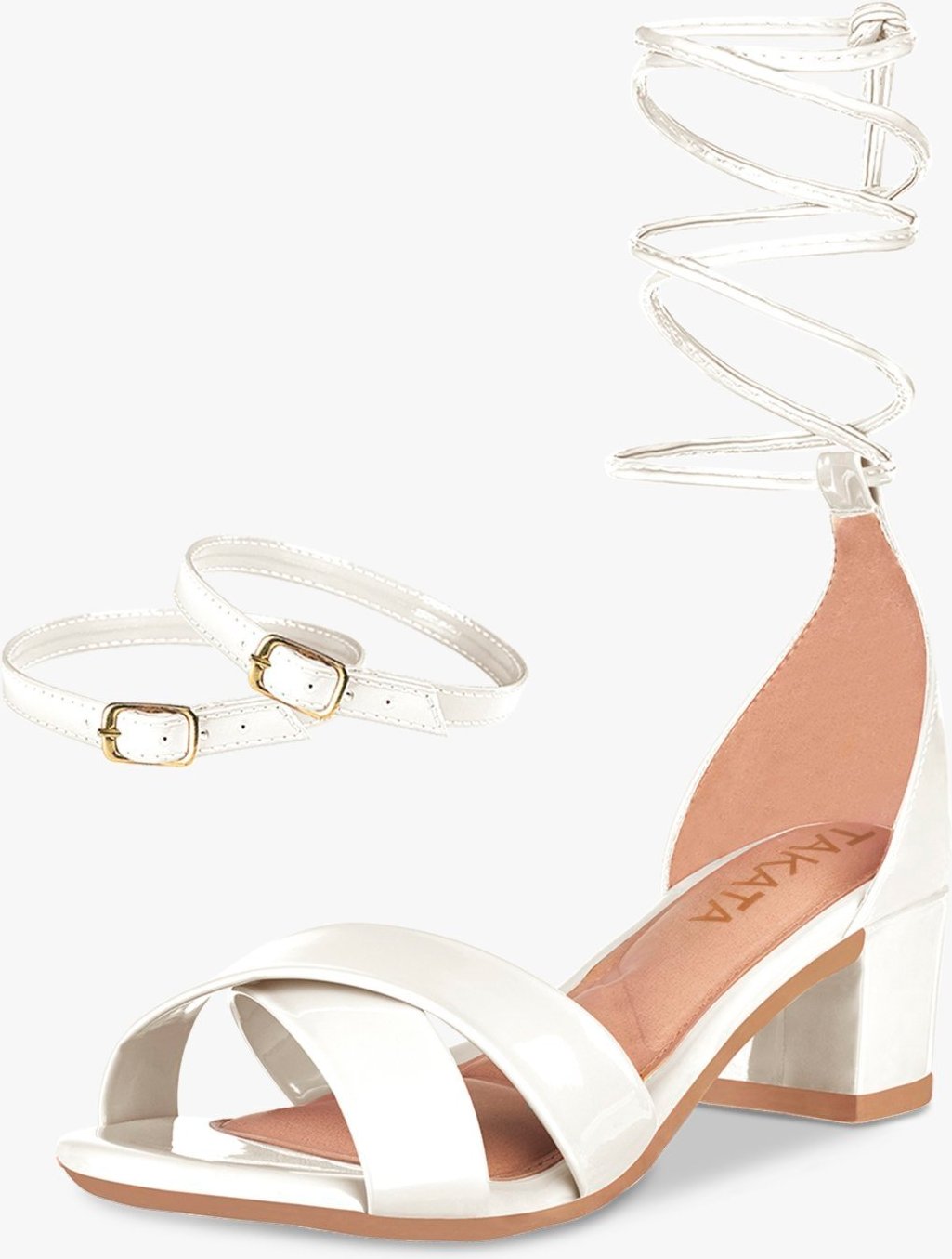 Imagem principal Sandália Feminina Salto Bloco Grosso Quadrado Baixo Verniz Tira Cruzada Amarração TAKATA BY RAFAEL TAKATA branco TAKATA BY RAFAEL TAKATA branco