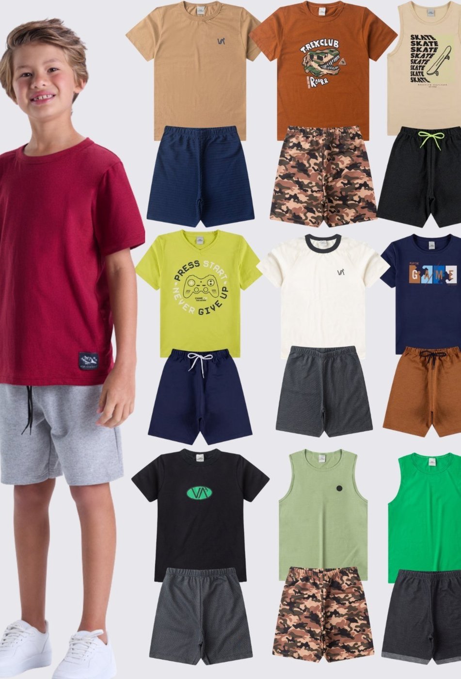 Imagem principal Infantil - Kit Sortido 4 Peças de Roupas Infantis Menino Verão- 2 Camisetas +2 Shorts VIDA COSTEIRA multicolorido VIDA COSTEIRA multicolorido