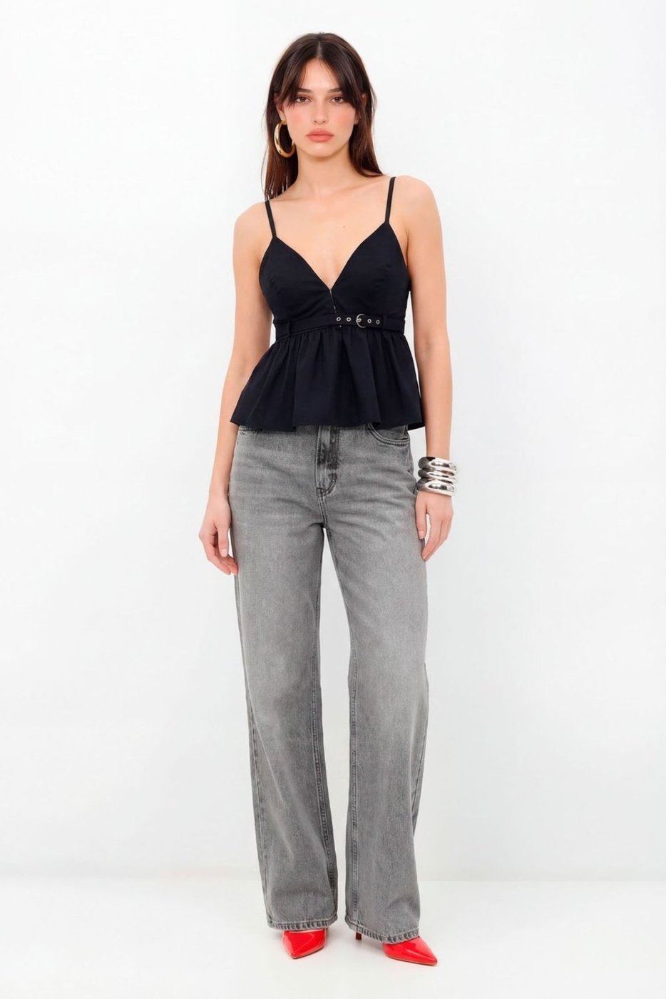 Blusa Peplum Faixa Ajustável Feminina