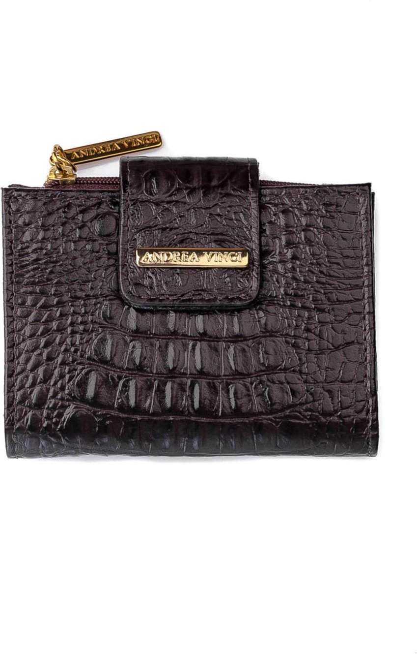 Imagem principal Carteira Andrea Vinci Feminina De Couro Croco Linna 11x13cm - Café vermelho Andrea Vinci vermelho