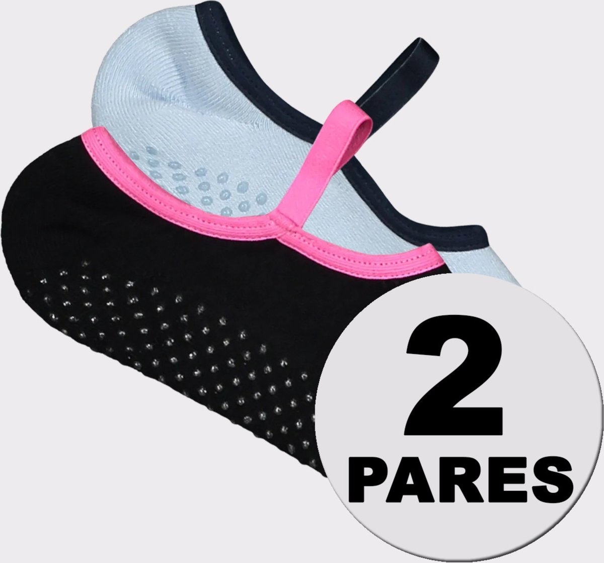 Kit Meia Puma Pilates Feminina 2 pares Preta e Azul