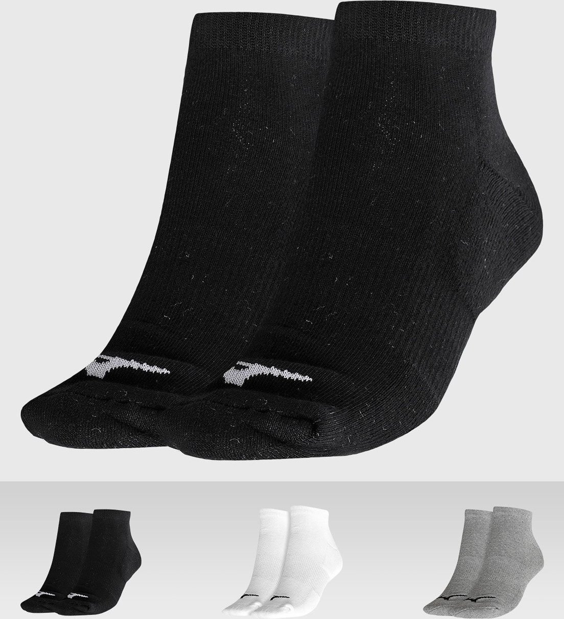 Kit 3 Pares de Meias Unissex Mizuno Tripack Prime SC Preto Cinza