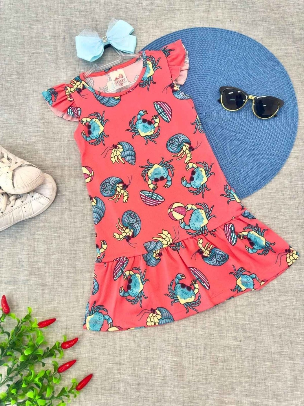 Imagem principal Infantil - Vestido Carangueijos Rosa - Rosa - Babei Babei no Look unico rosa Babei no Look unico rosa