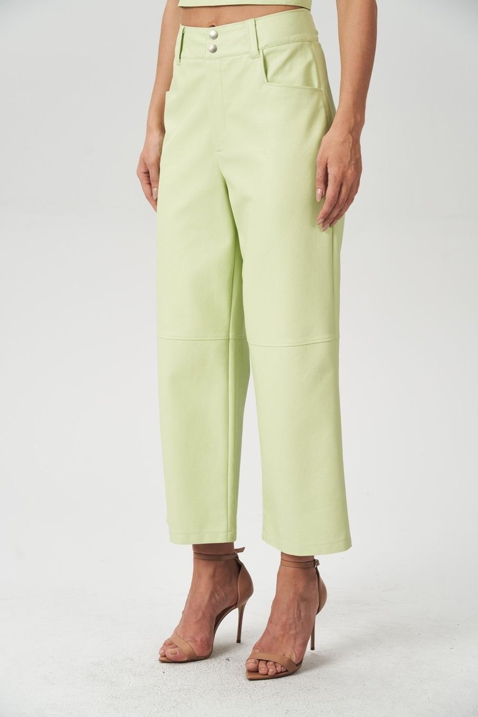 Calça PU Com Bolso Feminina Acostamento